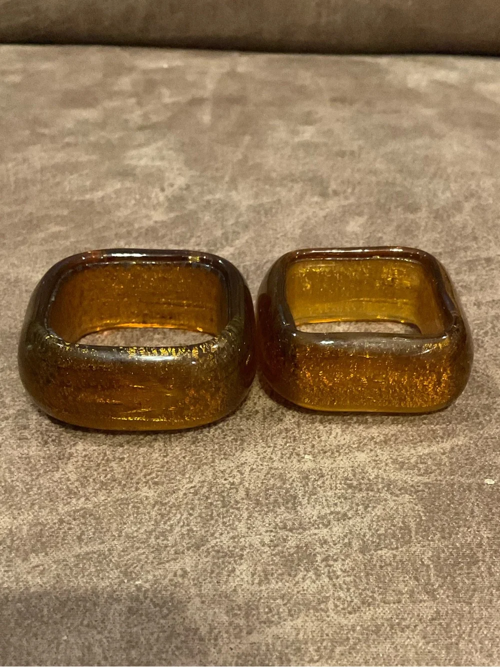 Crate and Barrel Square Amber Napkin Rings